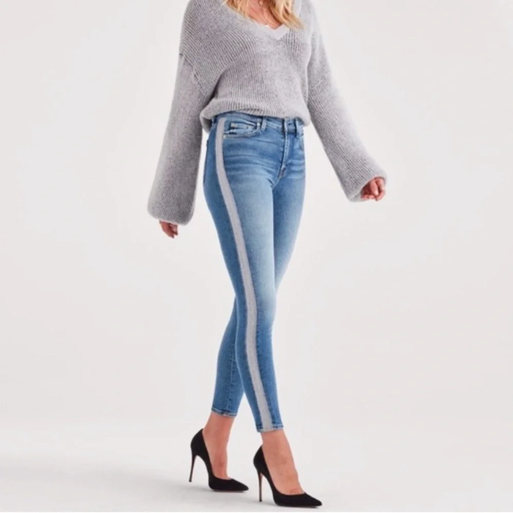 NWT 7 FOR ALL MANKIND B(air) High-waist Ankle Skinny Jeans 27 Glitter - Picture 1 of 13